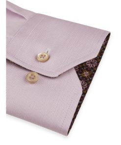 Stenströms Pink Striped Contrast Twill Shirt