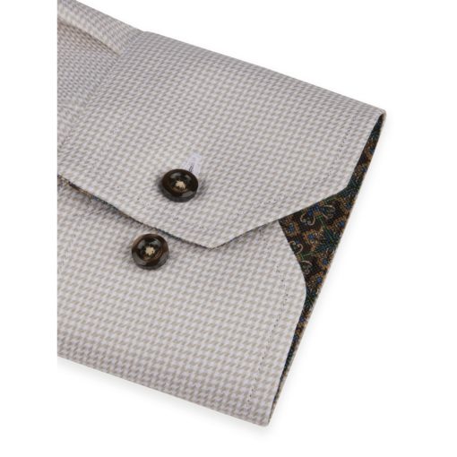 Stenströms Light Beige Contrast Twill Shirt