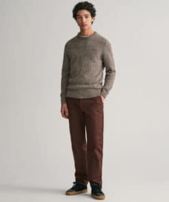 Gant Wool Neps C-Neck Pullover Dark Grey Melange