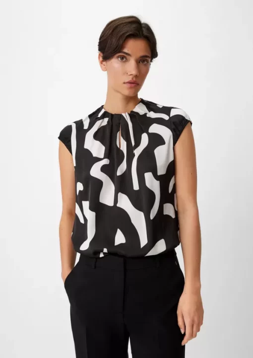 Comma, Blouse Top Black/White