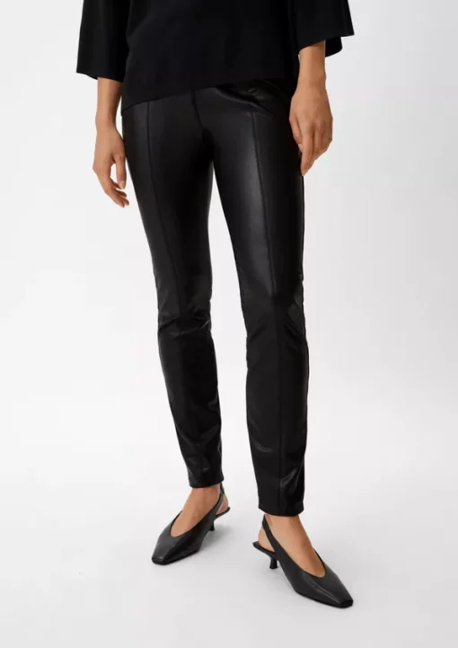 Comma, Faux Leather Trousers Black
