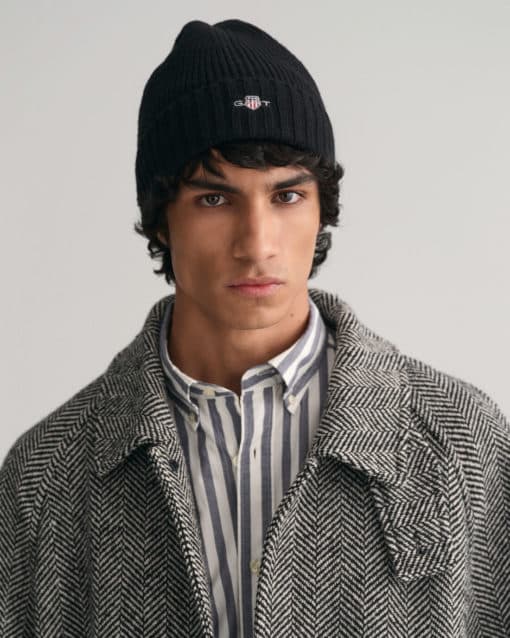 Gant Unisex Shield Wool Beanie Black
