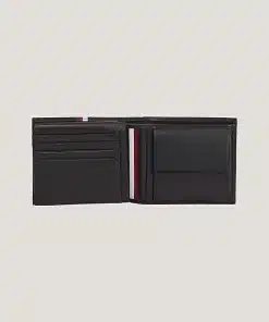 Tommy Hilfiger Premium Leather Signature Flap And Coin Wallet Black
