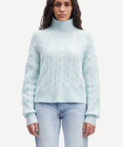 Samsoe & Samsoe Nola Cable T-Neck Misty Blue