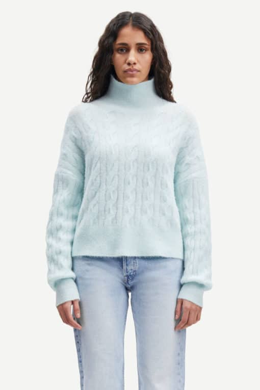 Samsoe & Samsoe Nola Cable T-Neck Misty Blue