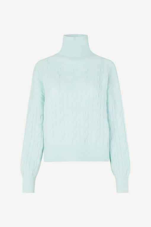 Samsoe & Samsoe Nola Cable T-Neck Misty Blue