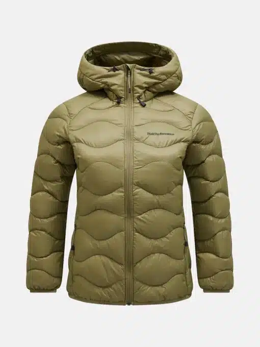Peak Performance Helium Down Hood Jacket Women Snap Green