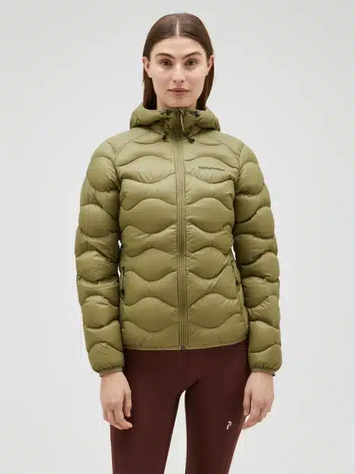 Peak Performance Helium Down Hood Jacket Women Snap Green