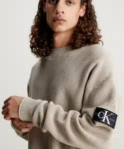 Calvin Klein Badge Relaxed Sweater Plaza Taupe