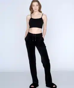 Juicy Couture Classic Velour Del Ray Pocket Pant Black