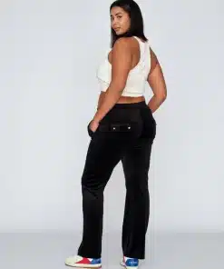 Juicy Couture Classic Velour Del Ray Pocket Pant Black