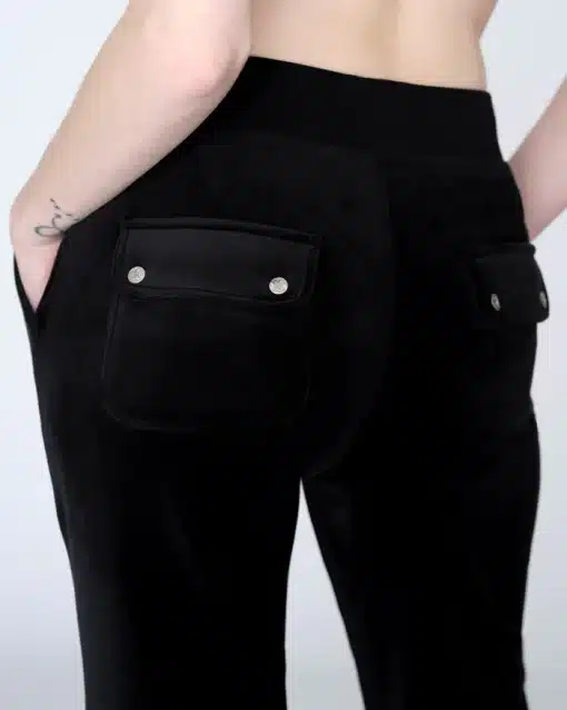 Juicy Couture Classic Velour Del Ray Pocket Pant Black