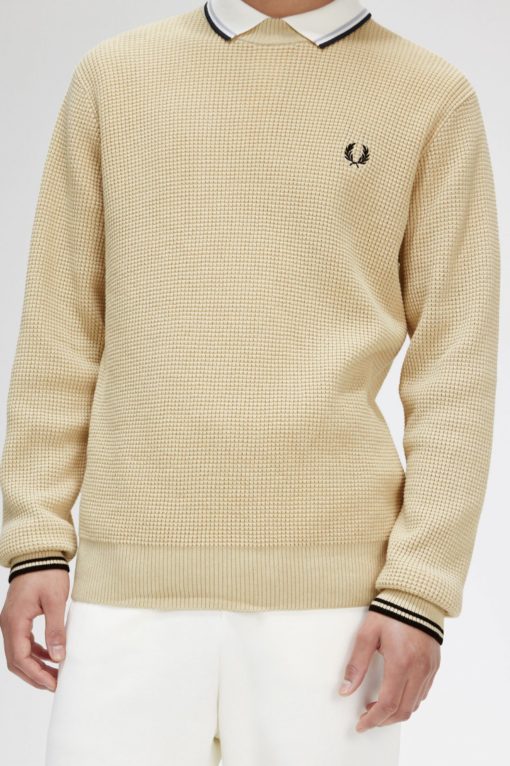 Fred Perry Waffle Stitch Jumper Oatmeal