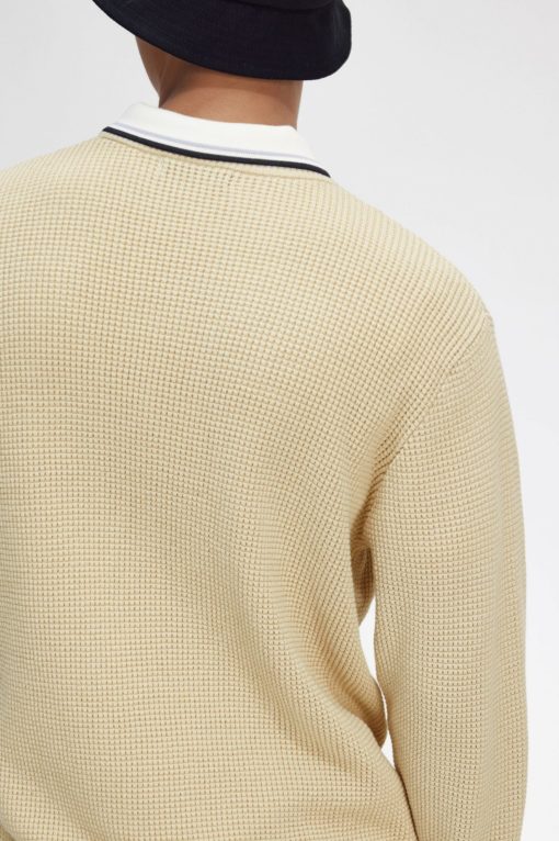 Fred Perry Waffle Stitch Jumper Oatmeal