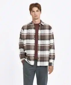 Les Deux Jeremy Flannel Shirt Dusty Teak/Ivory