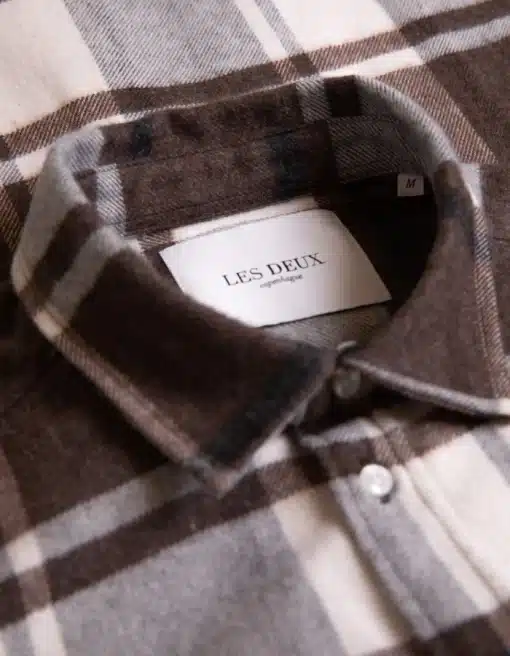 Les Deux Jeremy Flannel Shirt Dusty Teak/Ivory