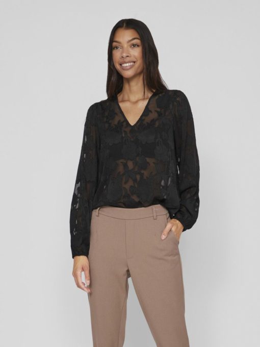 Vila Sirid V-Neck Top Black