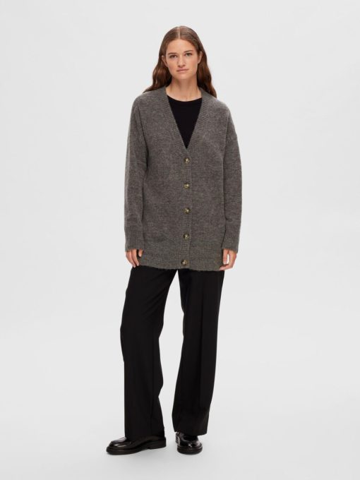 Selected Femme Maline Knit Cardigan Medium Grey Melange