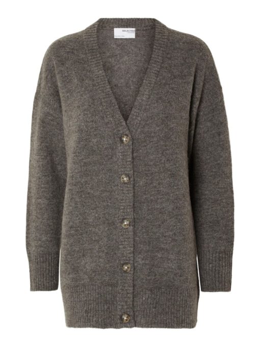 Selected Femme Maline Knit Cardigan Medium Grey Melange