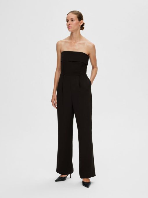 Selected Femme Vinelle Strap Jumpsuit Black