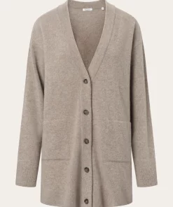 Knowledge Cotton Apparel Wool Long Cardigan Kelp Melange