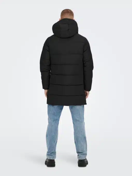 Only & Sons Carl Life Long Quilted Jacket Black