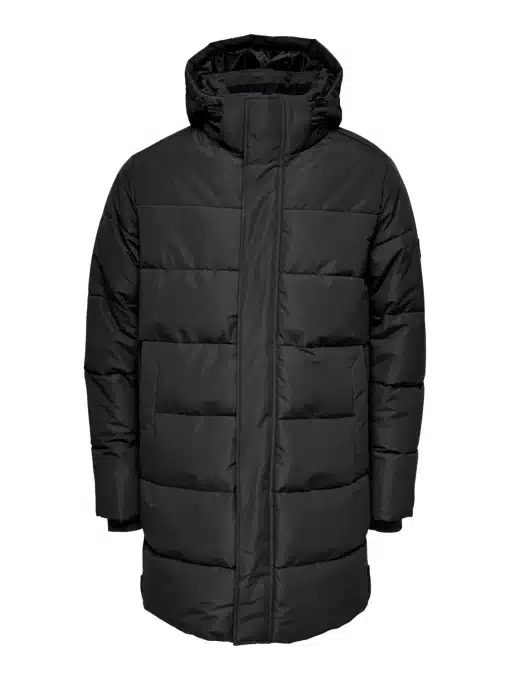 Only & Sons Carl Life Long Quilted Jacket Black