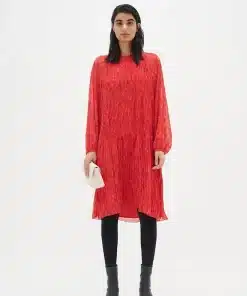 InWear Lendra Dress Red Plisse Strokes