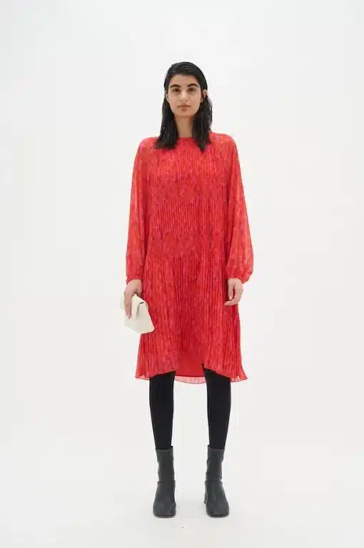 InWear Lendra Dress Red Plisse Strokes