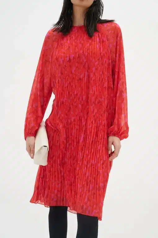 InWear Lendra Dress Red Plisse Strokes