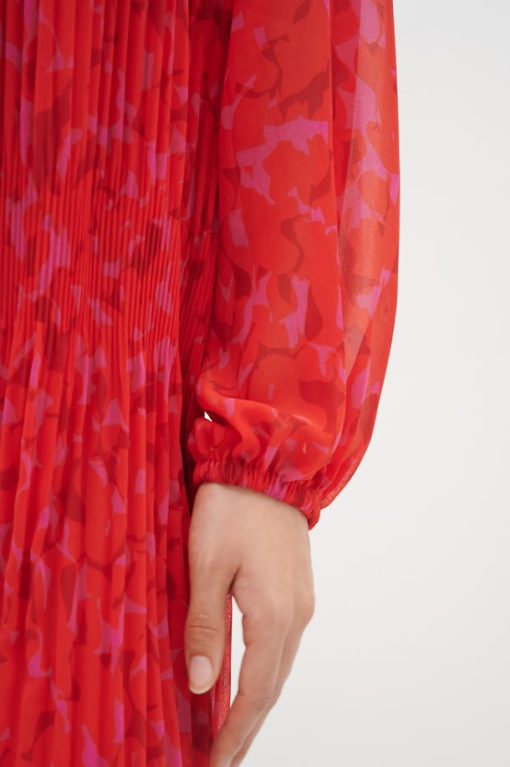 InWear Lendra Dress Red Plisse Strokes