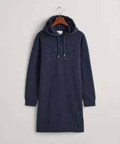 Gant Woman Tonal Shield Hoodie Dress Evening Blue