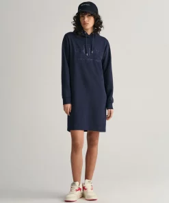 Gant Woman Tonal Shield Hoodie Dress Evening Blue