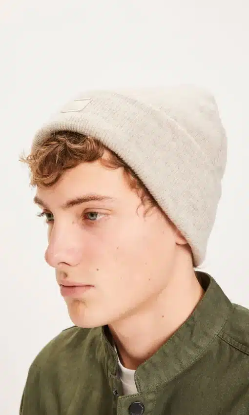 Knowledge Cotton Apparel Leaf Organic Wool Beanie Natural Melange