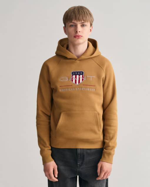 Gant Teens Archive Shield Hood Burnt Sugar