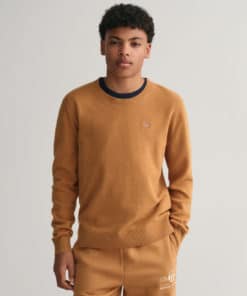 Gant Teens Shield Lambswool Crew Neck Burnt Sugar