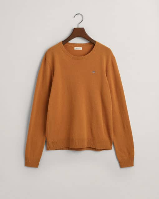 Gant Teens Shield Lambswool Crew Neck Burnt Sugar