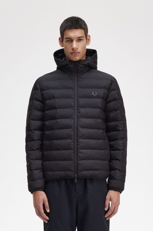 Fred Perry Hooded Insulated Jacket Black