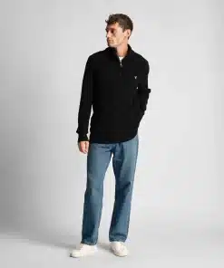 Lyle & Scott Ribbed Quarter Zip Jumper Jet Black