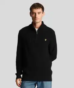 Lyle & Scott Ribbed Quarter Zip Jumper Jet Black