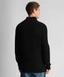 Lyle & Scott Ribbed Quarter Zip Jumper Jet Black