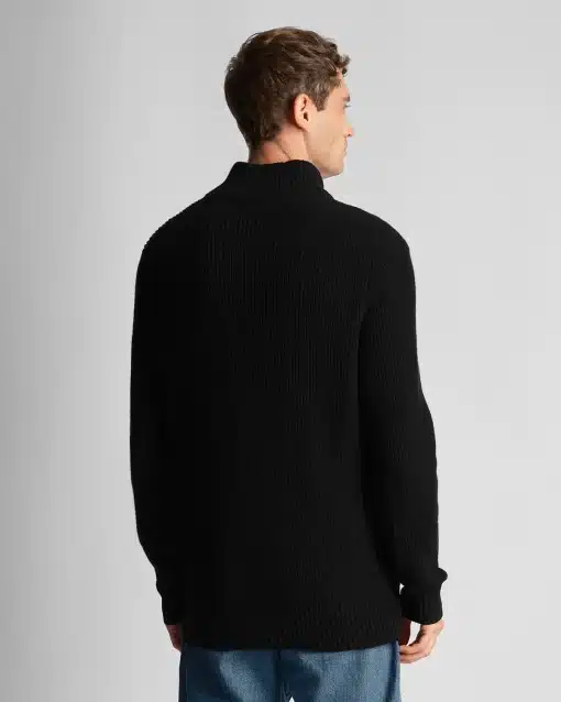 Lyle & Scott Ribbed Quarter Zip Jumper Jet Black
