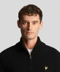 Lyle & Scott Ribbed Quarter Zip Jumper Jet Black