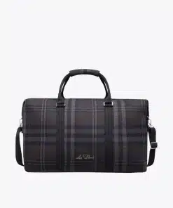 Les Deux Check Wool Weekend Bag Coffee Brown/Dark Grey