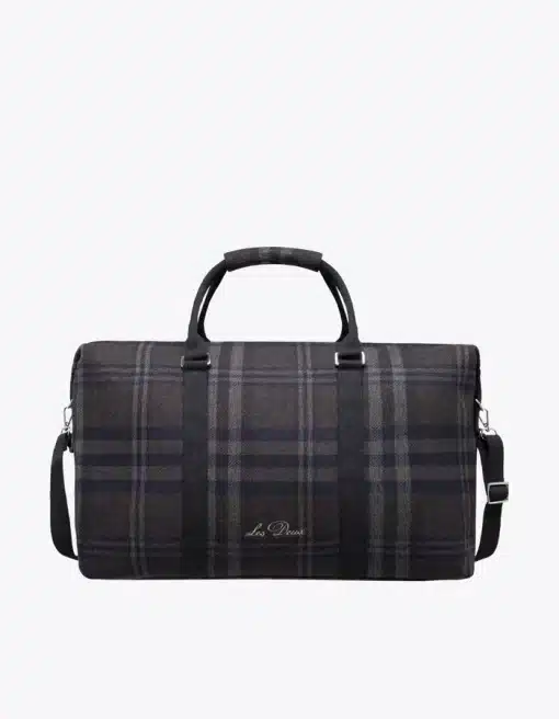 Les Deux Check Wool Weekend Bag Coffee Brown/Dark Grey