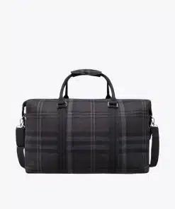 Les Deux Check Wool Weekend Bag Coffee Brown/Dark Grey