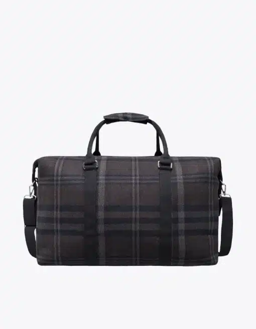 Les Deux Check Wool Weekend Bag Coffee Brown/Dark Grey