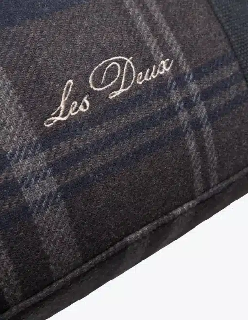 Les Deux Check Wool Weekend Bag Coffee Brown/Dark Grey