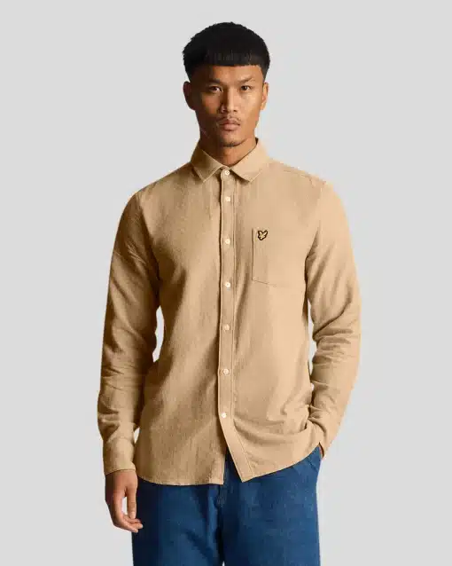 Lyle & Scott Grid Texture Shirt Cairngorms Khaki