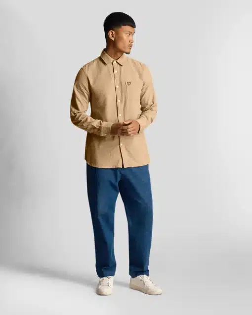 Lyle & Scott Grid Texture Shirt Cairngorms Khaki